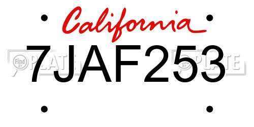 7JAF253 California License Plate