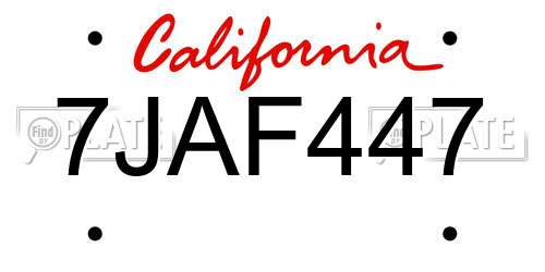 7JAF447 California License Plate