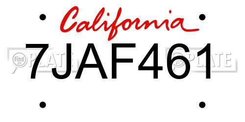 7JAF461 California License Plate