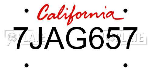 7JAG657 California License Plate