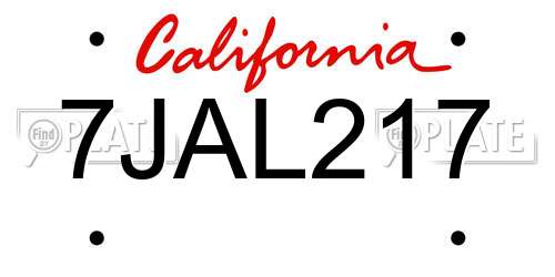 7JAL217 California License Plate