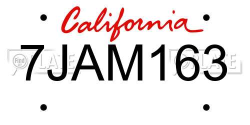 7JAM163 California License Plate