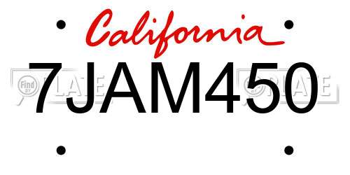 7JAM450 California License Plate
