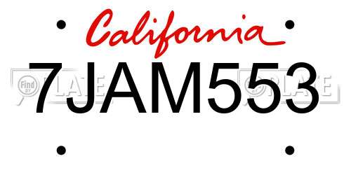 7JAM553 California License Plate