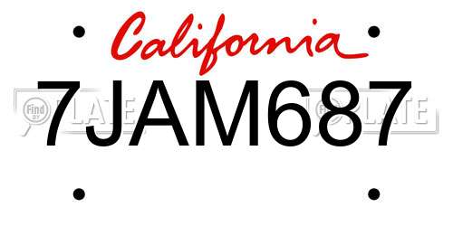 7JAM687 California License Plate