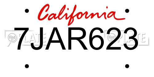 7JAR623 California License Plate