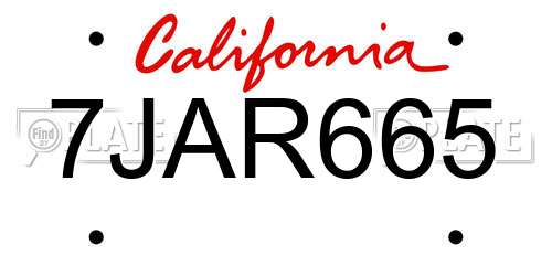 7JAR665 California License Plate