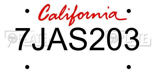 7JAS203 California License Plate