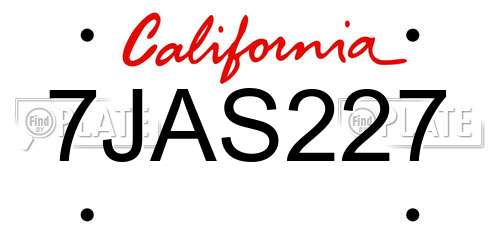 7JAS227 California License Plate