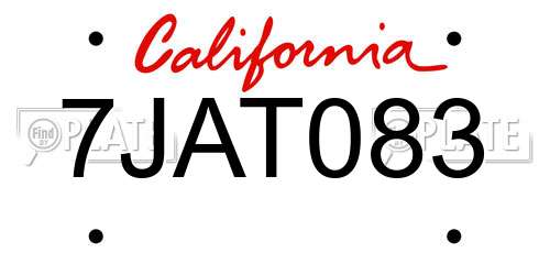 7JAT083 California License Plate