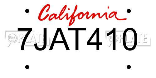 7JAT410 California License Plate