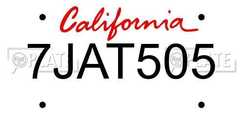 7JAT505 California License Plate