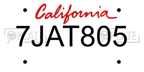 7JAT805 California License Plate