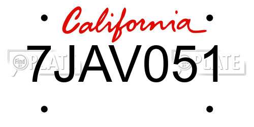 7JAV051 California License Plate