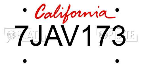 7JAV173 California License Plate