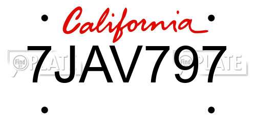 7JAV797 California License Plate