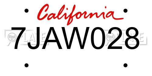 7JAW028 California License Plate