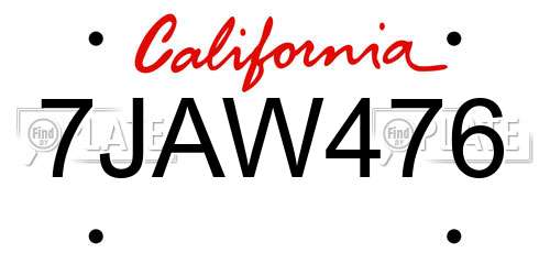 7JAW476 California License Plate