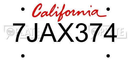 7JAX374 California License Plate