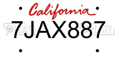 7JAX887 California License Plate