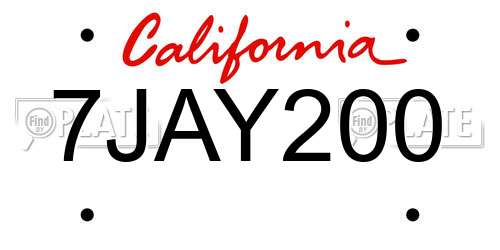 7JAY200 California License Plate