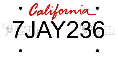 7JAY236 California License Plate