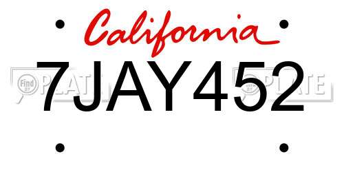 7JAY452 California License Plate