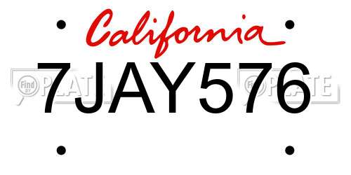 7JAY576 California License Plate