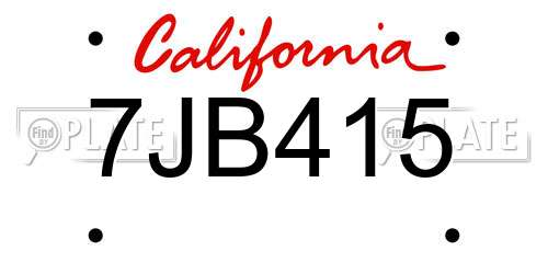 7JB415 California License Plate