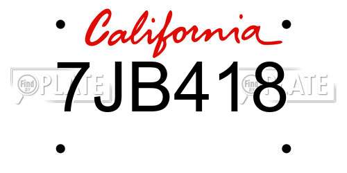 7JB418 California License Plate