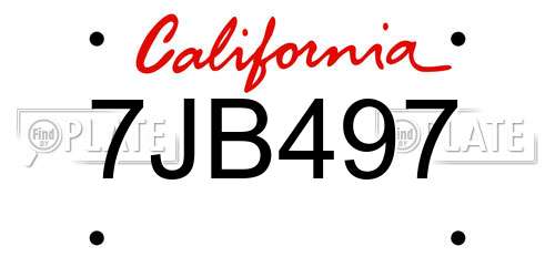 7JB497 California License Plate