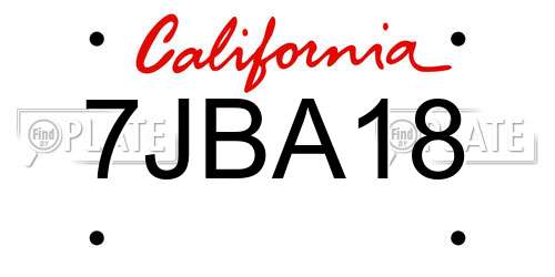 7JBA18 California License Plate