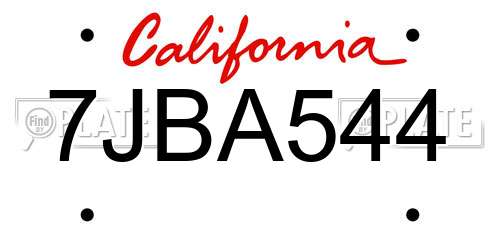 7JBA544 California License Plate