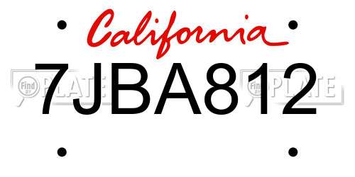 7JBA812 California License Plate
