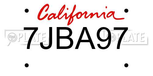 7JBA97 California License Plate