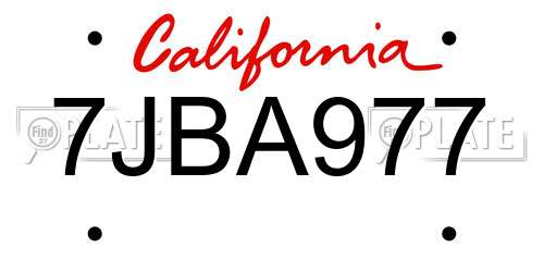 7JBA977 California License Plate