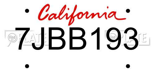 7JBB193 California License Plate