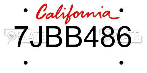 7JBB486 California License Plate