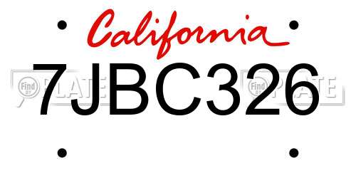 7JBC326 California License Plate