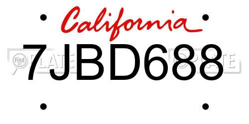 7JBD688 California License Plate