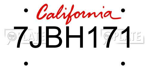 7JBH171 California License Plate