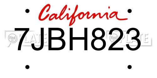 7JBH823 California License Plate
