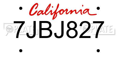 7JBJ827 California License Plate
