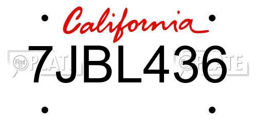 7JBL436 California License Plate
