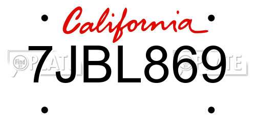 7JBL869 California License Plate