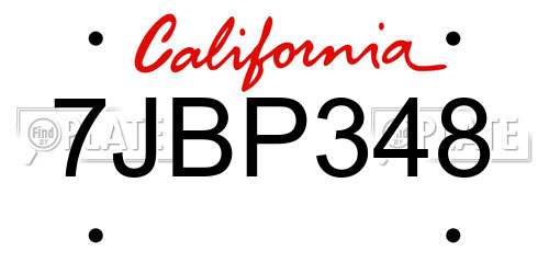 7JBP348 California License Plate