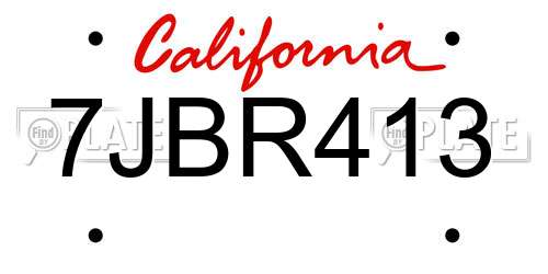 7JBR413 California License Plate