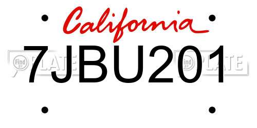 7JBU201 California License Plate