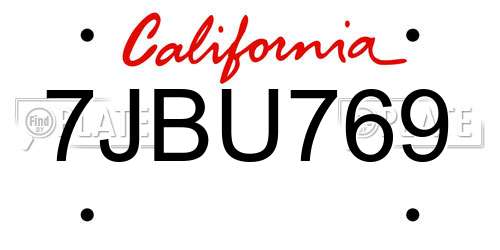 7JBU769 California License Plate
