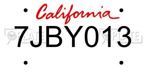 7JBY013 California License Plate